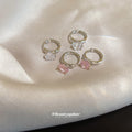 Pink And Clear Crystal Silver Tone Huggie Hoop Earrings view 4
