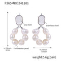Silver Shell Stud Freshwater Pearl Loop Drop Earrings Stainless view 6