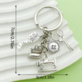 Sewing Tool Charm Keychain With Scissors, Tape Measure And Machine view 2