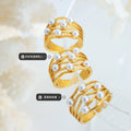 Multi Wave Band Ring White Faux Pearls Gold Or Steel view 2