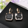 Gold Tone Square Faceted Crystal Hook Earrings in Five Colors view 6