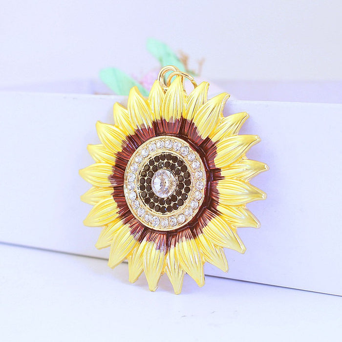 Sunflower Rhinestone Keychain Flower Bag Charm Car Key Ring