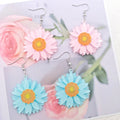 Glitter Acrylic Daisy Flower Drop Earrings 5 Colors view 2