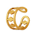 Open Geometric Diamond Cutout Rings Gold And Steel Tone view 5