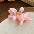 Fabric Lily Starfish Duckbill Hair Clips Green Yellow Pink view 8