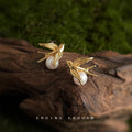 Gold Tone Bird And White Pearl Earrings In Stud And Clip On Styles view 1