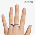 Deep Blue Round Stone Five-Cluster Ring In Silver Tone view 5
