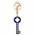 Enamel Clover Key Rhinestone Pendant Keychain Gold Charm view 5