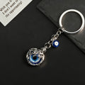 Silver Tone Dragon Frame Blue Evil Eye Metal Keychain view 2