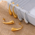Smooth Teardrop Drop Stud Earrings Gold and Silver view 2