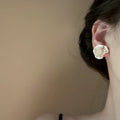 Layered Resin Rose Stud Earrings in Pink Yellow Blue and Red view 3