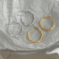 Geometric Irregular Circular Metal Hoop Earrings Pair view 3