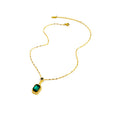 Green Rectangular Crystal Look Necklace Earring and Ring Set view 5