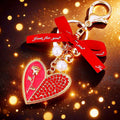 Rose Heart Keychains with Pearl Cluster Bow in Five Colors plus Assorted view 1