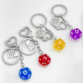 Translucent Acrylic Dice Keychain with Heart or Message Tag Charm view 2