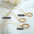 Gold Oval Multicolor Zircon Pendant Necklace Cable Chain view 2