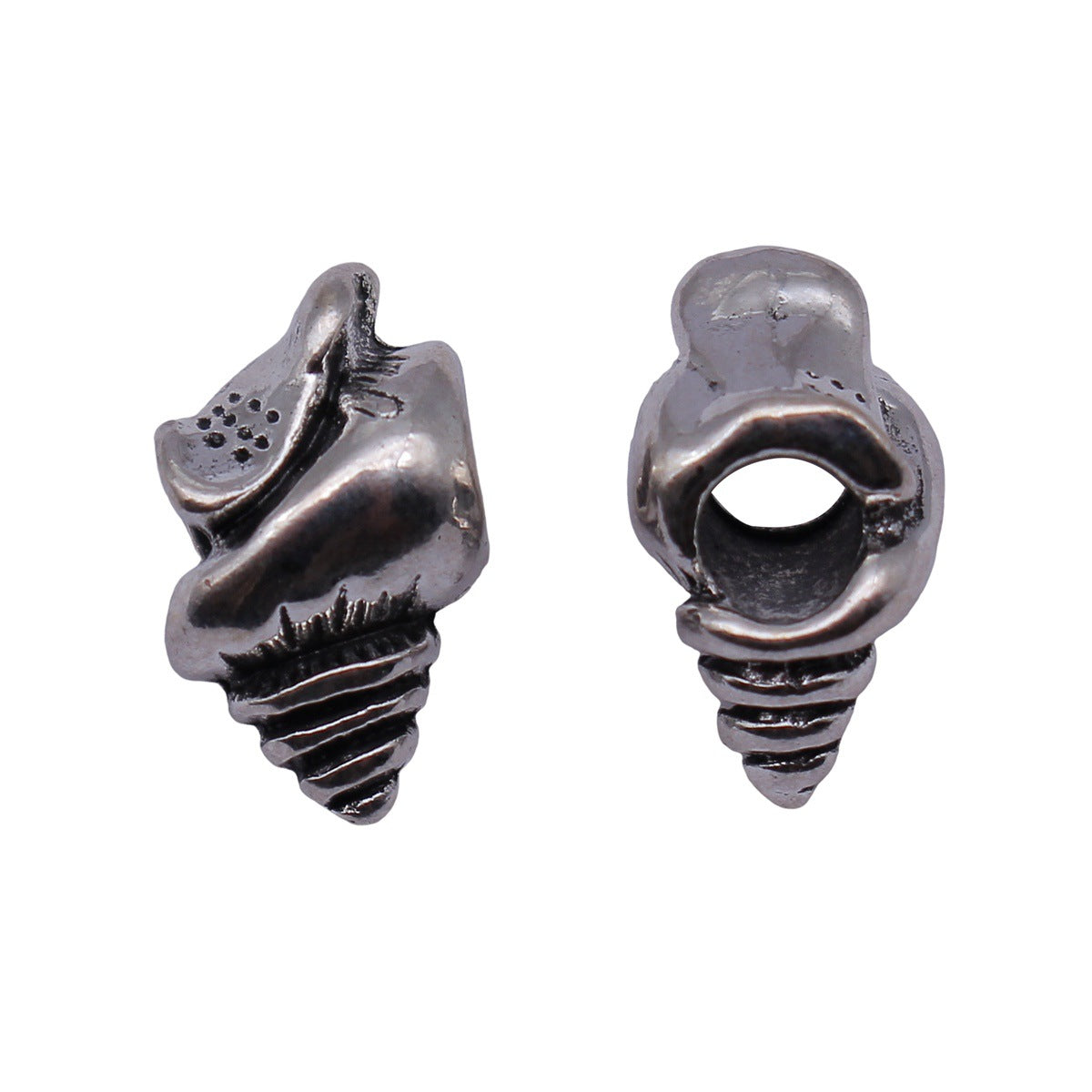 16x9.5mm 2.8g Antique Silver Tone Zinc Alloy Conch Shell Large Hole Beads for Bracelet DIY Jewelry