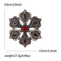 Antique Tone Floral Medallion Brooch with Red Center view 6