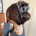 Fuzzy Yarn Leopard Claw Clip Brown Fabric Heart Accent view 3