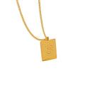 Gold Letter S Square Pendant Necklace Fine Curb Chain view 5