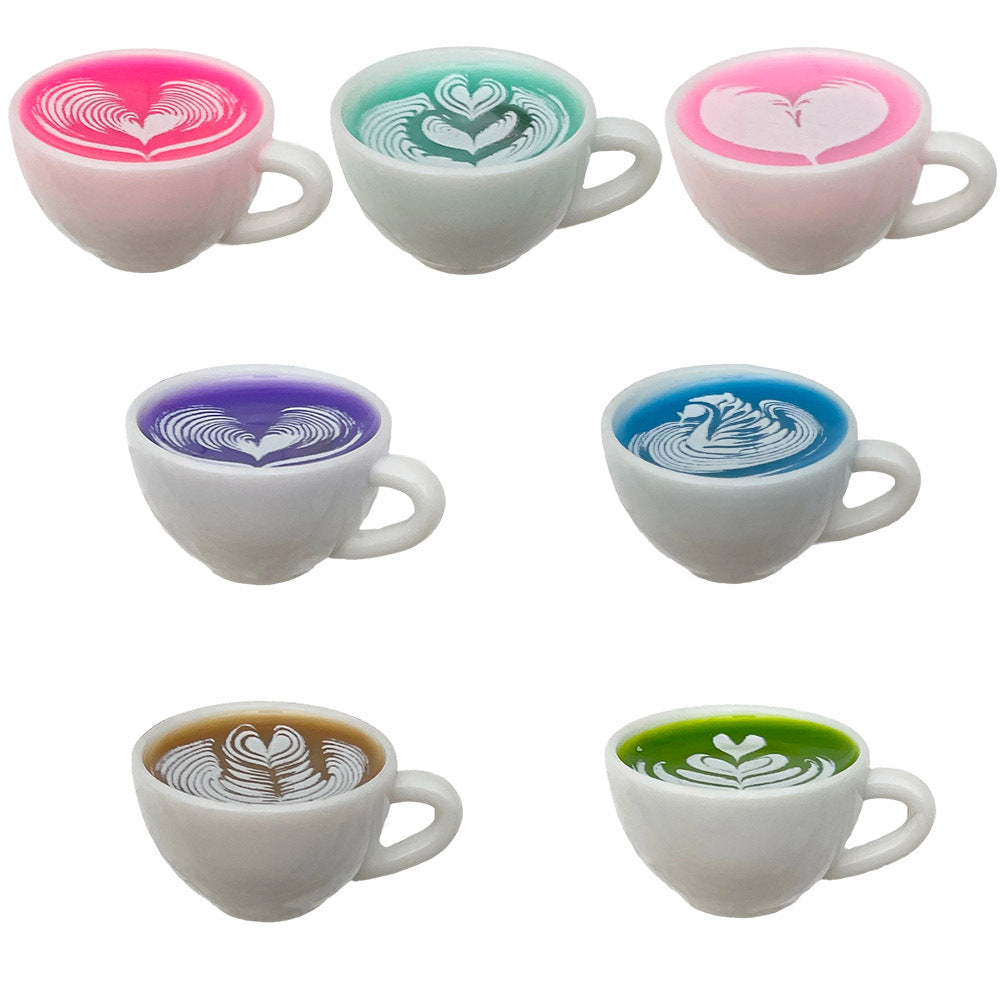Resin Light Up Rainbow Heart Latte Coffee Cup Charm Pendant for DIY Jewelry Accessories