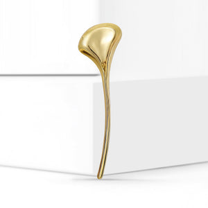 Long Polished Ginkgo Leaf Stick Pin in Two Metal Finishes