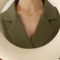Gold Interlocking Double Ring Pendant Necklace Metal Alloy view 1