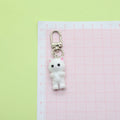 Flocked Mini Cat Figure Keychains Silver Clips 6 Colors view 4
