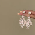 Pearl Look Crystal Chandelier Earrings in Pink and Green view 6