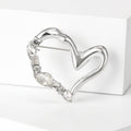 Asymmetric Double Heart Brooch with Crystal Accents in Two Tones view 4