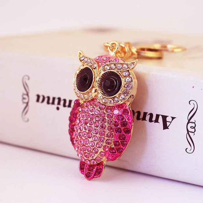 Cute Enamel Big Eye Owl Keychain Car Key Ring Metal Bag Charm Gift