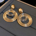 Layered Wire Circle Drop Earrings in Three Metallic Tones view 6