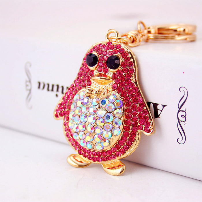 Cute Rhinestone Penguin Animal Car Keychain Bag Charm Gift