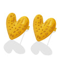 Textured Heart Stud Earrings Gold or Steel Metal Pair view 5