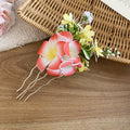 Fabric Plumeria Flower Hair Fork Comb Pins Seven Colors view 8