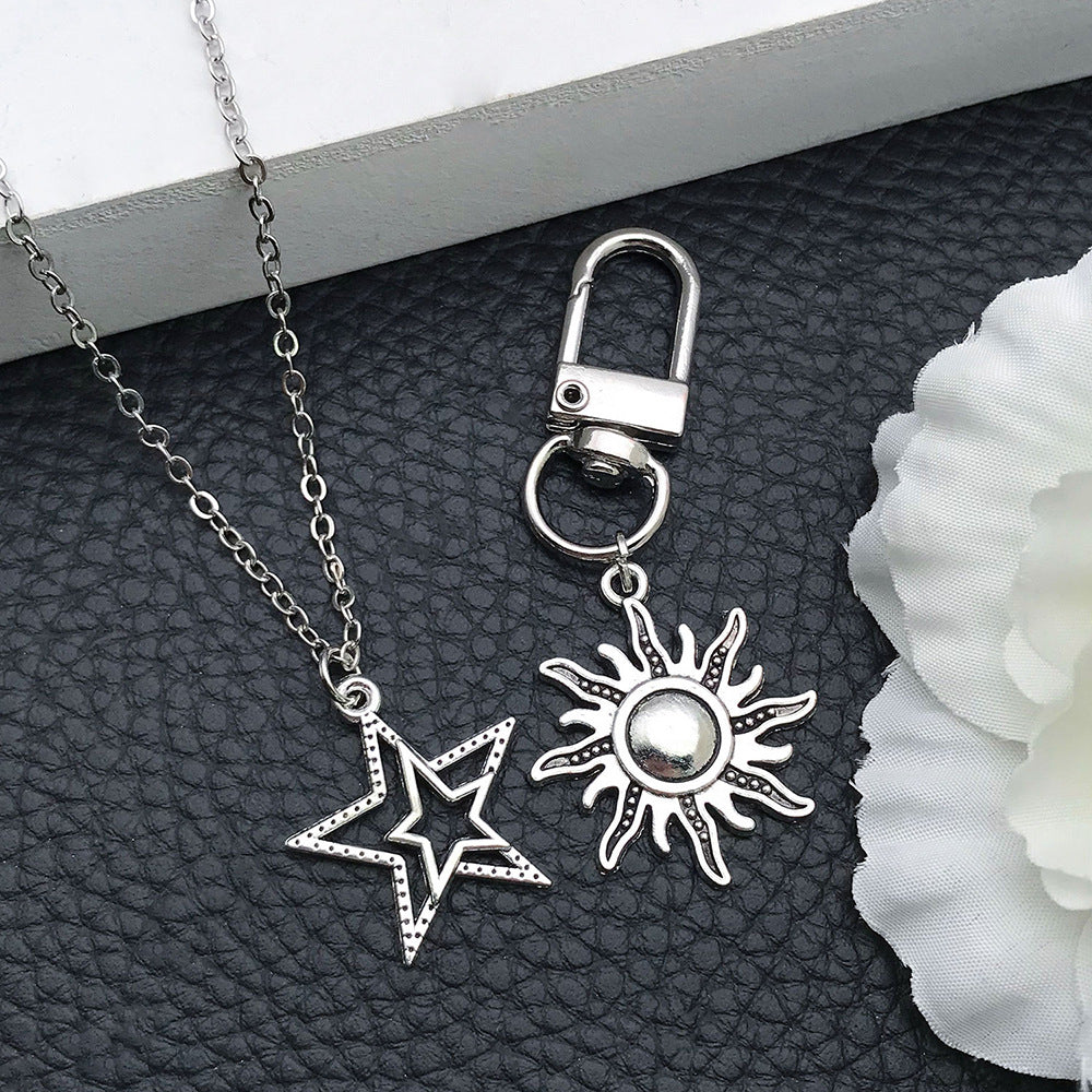 Antique Silver Zinc Alloy Sun Star Moon Charm Pendant for Bracelet Necklace DIY