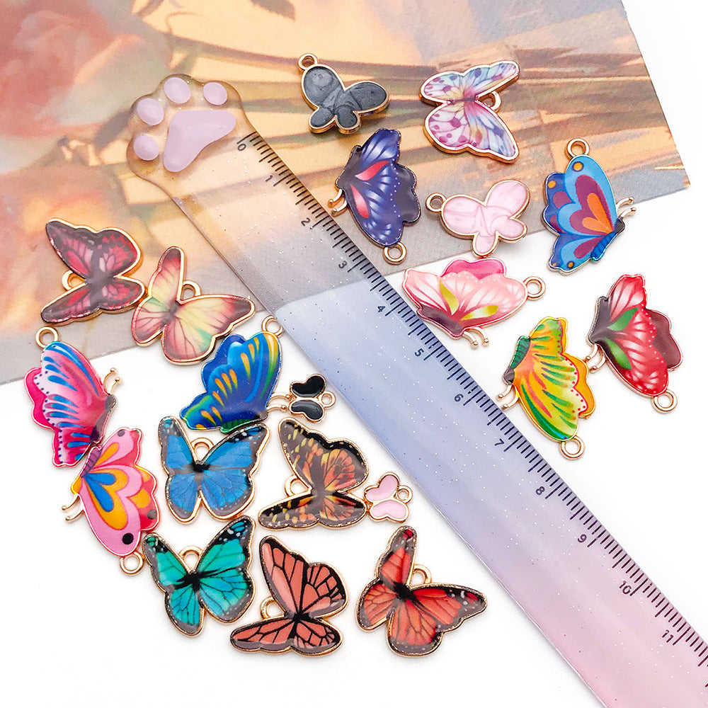 Zinc Alloy Colorful Enamel Butterfly Charm Pendant for DIY Keychain Necklace Bracelet