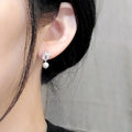 White Gold Leaf Marquise Faux Pearl Drop Earrings Alloy view 3