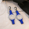 Acrylic Watch Drop Earrings Six Colors Round Clock Face view 7