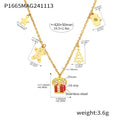 Gold Christmas Tree Bell Stocking Reindeer Necklace Earring Set view 11