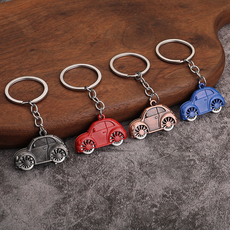Cartoon Beetle Car Metal Keychain Multi-Color Small Pendant