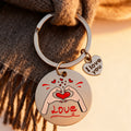 Silver Round Hands and Red Heart Love Keychain and Attached Hardware view 2