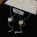 Gold and Silver Tone Mesh Heart Lariat Necklaces Statement Jewelry view 2