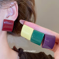 Purple Square Resin Stud Geometric Statement Earrings view 2