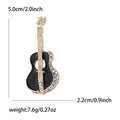 Enamel Guitar Brooch Crystal Edge Black and Green Body view 6