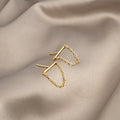 Bar Stud Earrings with Dangling Chain Loop Gold Silver view 2