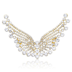 Crystal Wing Brooch with Graduated Pearl Edging Clothing Pin