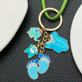 Blue and Pink Baby Elephant Footprint Metal Keychain Pair view 2