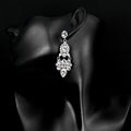 Green Silver Tone Green Floral Teardrop Tassel Crystal Three Designs Metal Dangle Earrings view 3