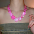 Round Shell Disc Beaded Collar Necklace Four Colors view 8